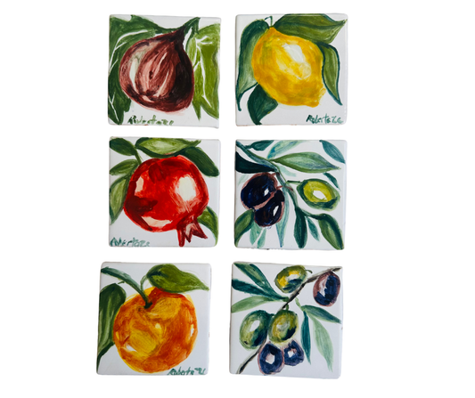 Mediterranean Hand-Painted Coaster Set