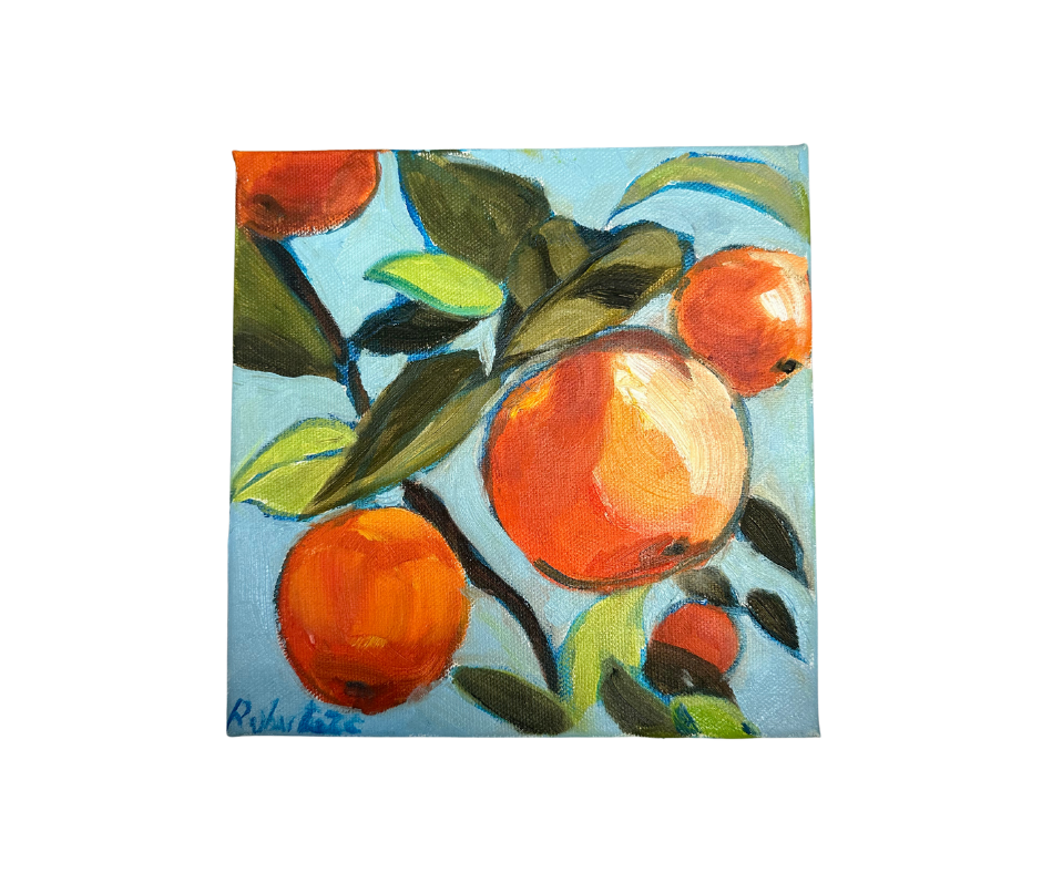 Orange on Blue Canvas